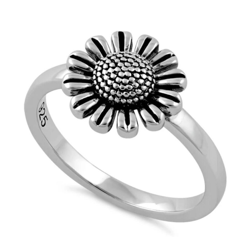 New Sterling Silver Sun Flower Ring